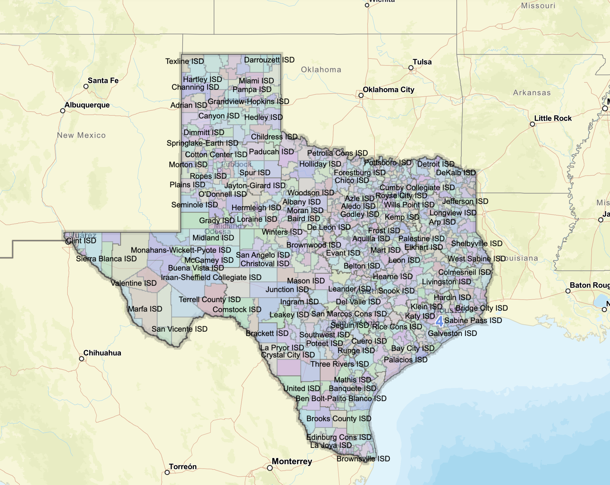 texas teaching district map