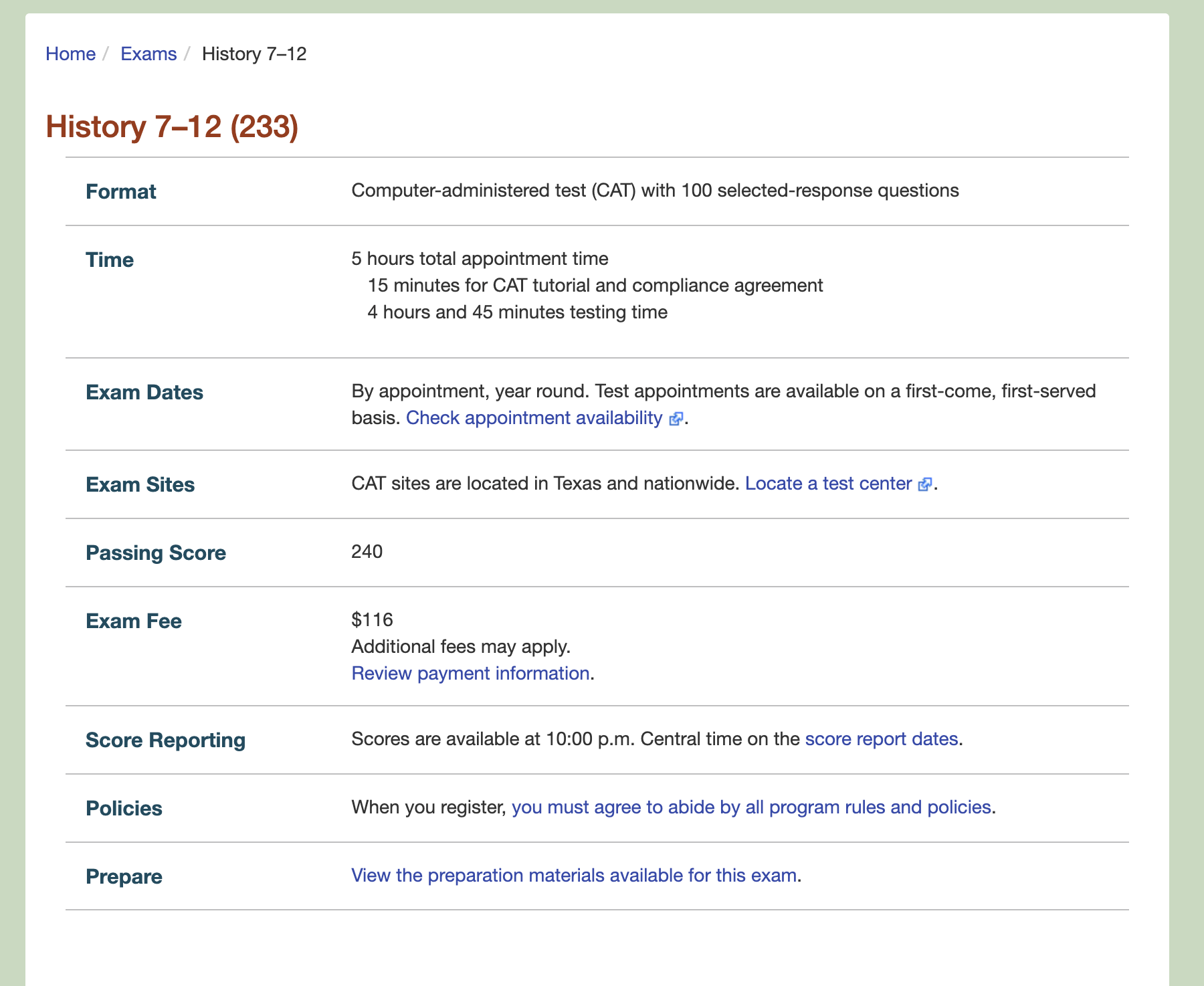 texes history 7-12 (233) exam notes