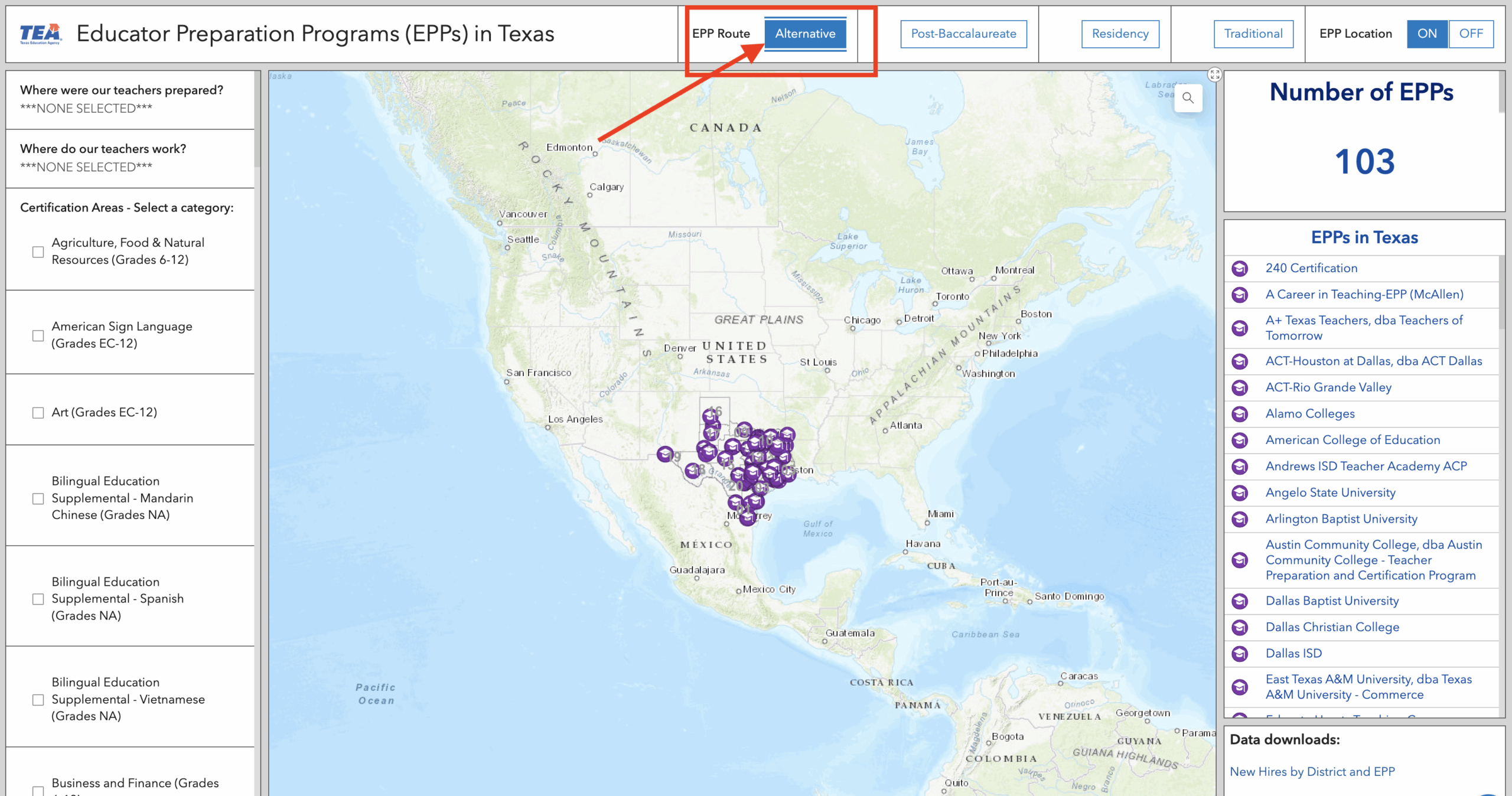 TEA approved alternative certification programs